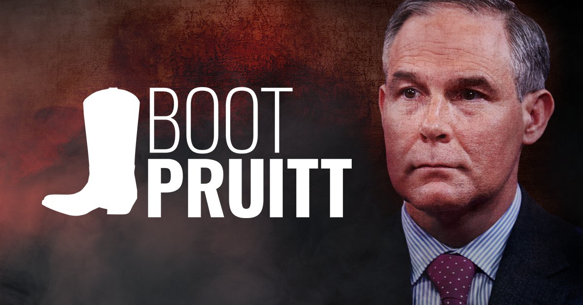 DefendOurFuture's tweet photo. The EPA Administrator should protect the environment, not destroy it. Help us #BootPruitt https://t.co/K6rf12GbJF https://t.co/wvPr14DbyK