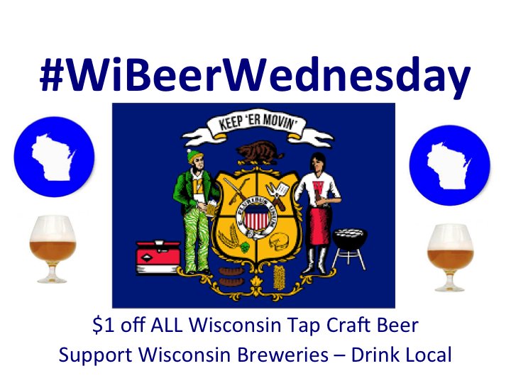 ervsmug's tweet photo. #WiBeerWednesday
$1 off #CraftBeer from..
.@BadgerStateBeer
.@sprecherbrewery
.@GatheringPlBeer
.@vintagebrewer
.@Ale_Asylum
.@BlackHuskyBrews
.@CWBrewing
.@PotosiBrewingCo
.@PublicBrewing
.@titletownbeer
.@tyranena
.@lakefront
.@PHBCBeer
.@CiderboysCider
#DrinkLocal
#OnWisconsin https://t.co/DAPboANdfx