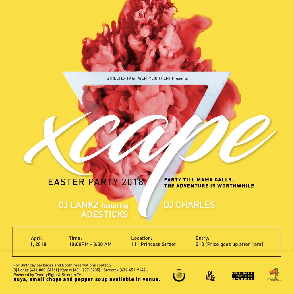 StreetexTv's tweet photo. Come out let’s have a good time👌🏾 (APRIL 1st) EASTER PARTY 2018... “THE ADVENTURE IS WORHWHILE” https://t.co/3YVTS48OYK