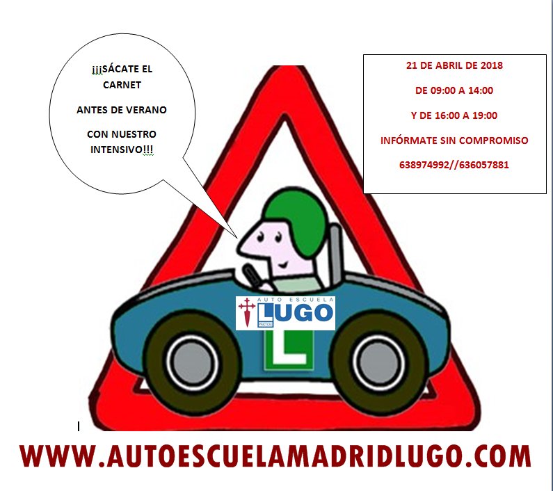 Autoescuela Lugo te da la oportunidad de APROBAR EL TEÓRICO EN 1 DIA!!
Aprovecha esta oferta y disfruta de tu coche para el veranito!! 🏎️🤗