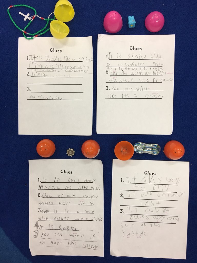 MrsCunningham17's tweet photo. Descriptive writing today as we needed to think deeply about our objects. #mysteryeggs #guessinggame #whatisinside @StElizabethCS1 https://t.co/fn7w6WB5ZI