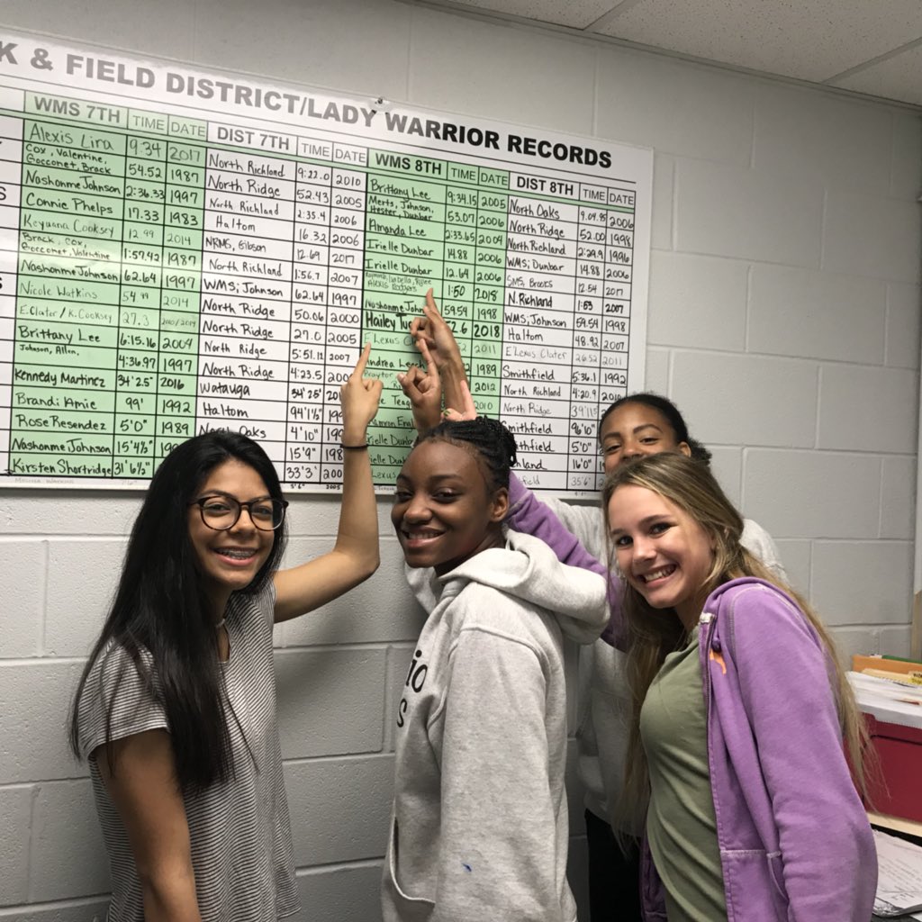 LadyWarriorAthl's tweet photo. These 4 athletes broke the WMS 4x200 Relay record by 6 seconds last Thursday! Raymonda, Alexis, Rylee and Isabella.. we are BETTER because of you! Great job ladies    💪🏻🥇#HaltomFamily #LadyWarriors #RecordBreakers https://t.co/tmdagmI7Cd