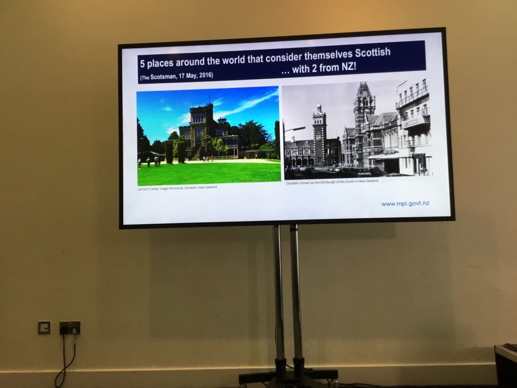 GarryFSS's tweet photo. Final food safety presentation from @MPI_NZ ‘s Peter van der Logt on risk assessment as an input to regulatory decision making. A lot of common ground between Scotland and New Zealand. Shared heritage! #FSSConf2018 https://t.co/Wk4nAodH4B