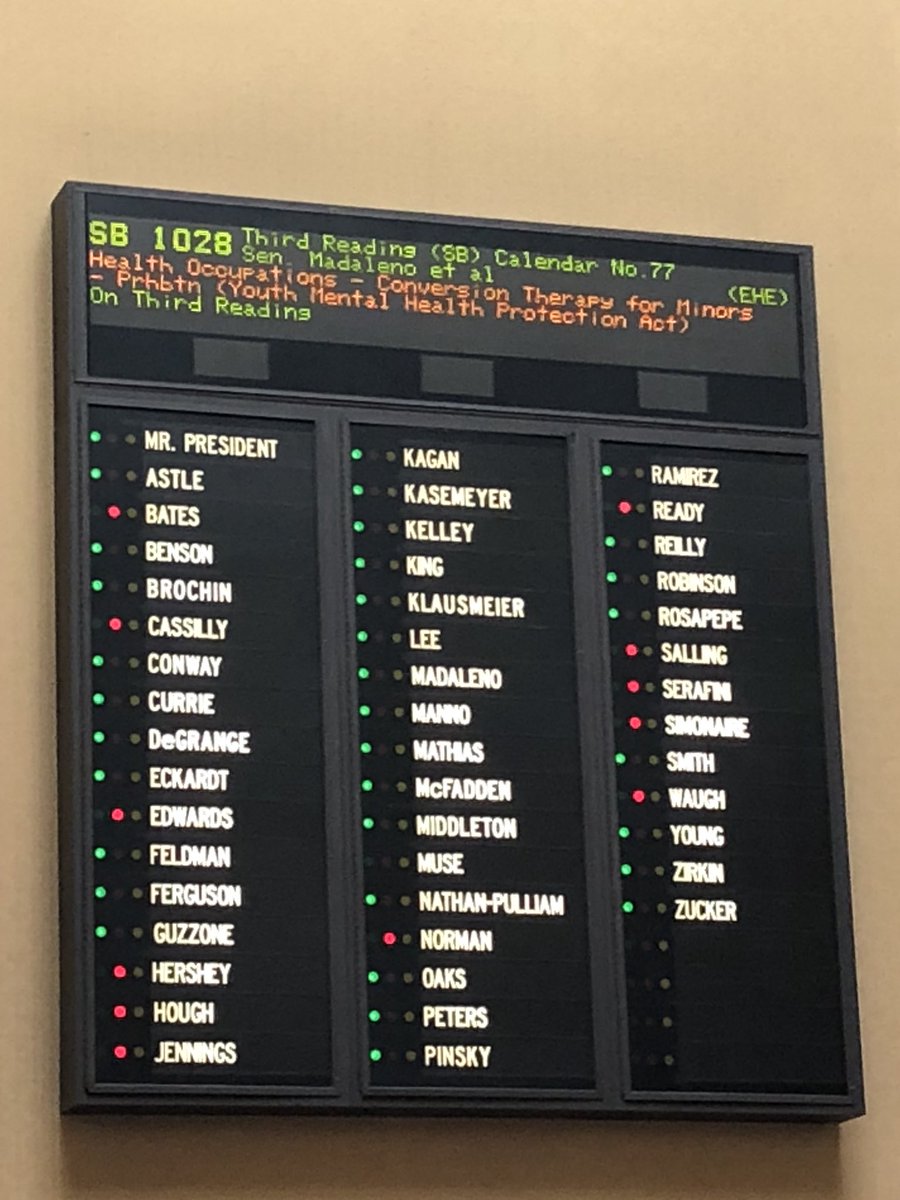 indafastLAYNE's tweet photo. The Gay Conversion Therapy Law passed third reading with a vote of 34-12. @CNSmd @MDSenate @RichMadaleno #MDGA18 #SB1028 https://t.co/GUHk2BrIPq