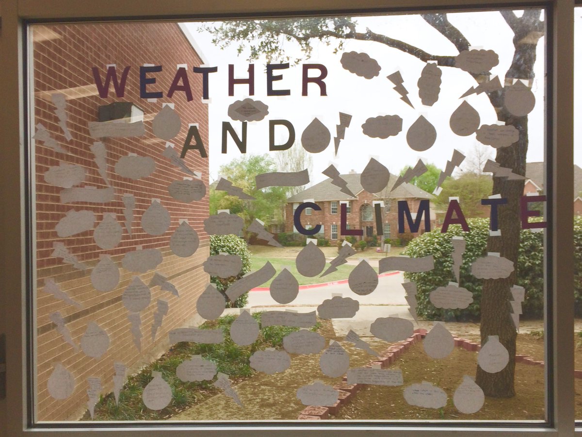 FMS_SpiritGeek's tweet photo. Blue Hall Alert! On such a dreary day, this fun science display reminds us that the rain is just weather! The All-Stars encourage everyone to go by and read the notes on each cloud, droplet and bolt! #AllStarTours #handsonlearning @FMS_Plano https://t.co/7iJAjjyBLi