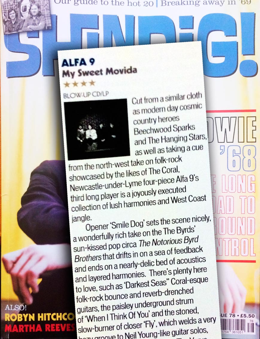 'There’s plenty here to love' A four star review in @shindigmagazine 
 @Alfa9_Official  My Sweet Movida out 30/3/18.

Live : 29 March @exchangestoke
7 April - @BlowUp at @TroubadourLDN

@BBClamacqshow 
@RoughTrade 
@BBCIntroStoke 
@BBCGidCoeShow 
@CrowleyOnAir 
@Harvest_Sun