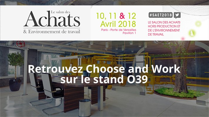 Chooseandwork's tweet photo. Du 10 au 12 avril 2018, retrouvez l'équipe de #chooseandwork sur le salon des Achats & de l'Environnement de travail #SAET2018. Psstt ... notre numéro de stand est le O39. 😉 Pour profiter d'une invitation gratuite, c'est par ici que cela se passe https://t.co/NgH9ZnEhW7 https://t.co/6d1f7sjWhT
