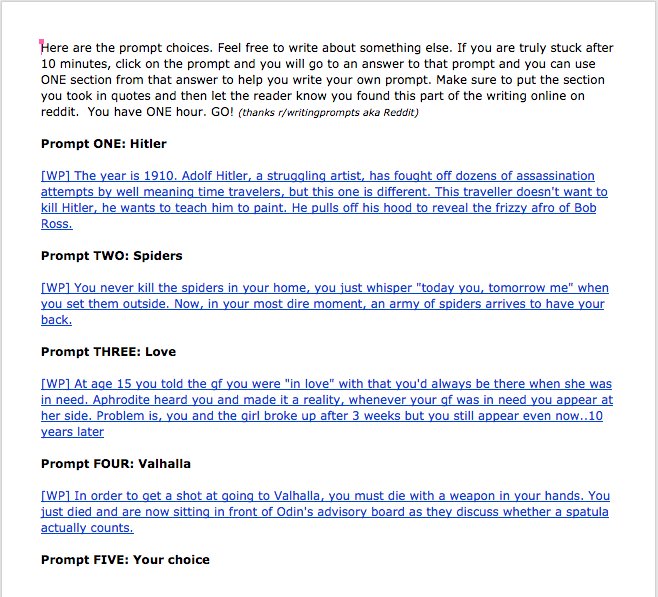 davidtedu's tweet image. One hour. One piece of writing/art. GO! goo.gl/P1X4YG