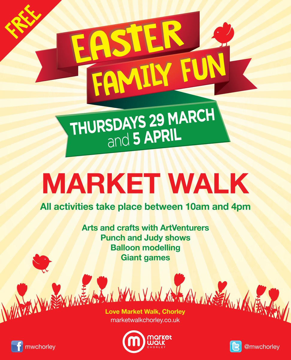 mwchorley's tweet photo. Bring the children along to Market Walk tomorrow with lots of free fun between 10am and 4pm including arts and crafts, games, balloon modelling and Punch and Judy. https://t.co/BnhzYKa6SS