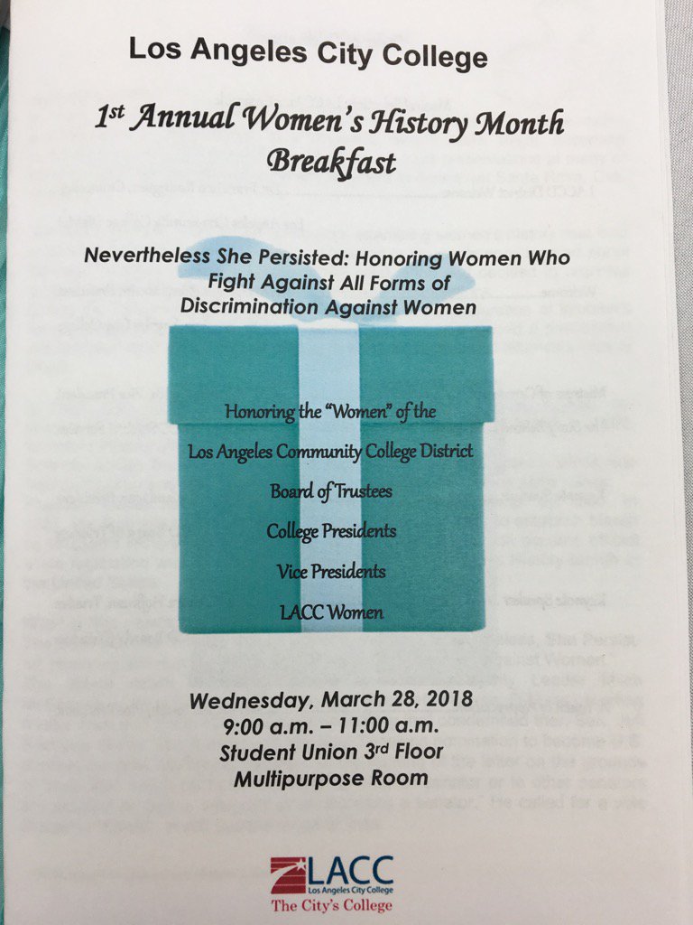 LACCWorkforce's tweet image. LACC hosts the 1st Annual Women&apos;s History Month Breakfast , w/LACCD Board President Trustee  Sydney Kamlager Keynote