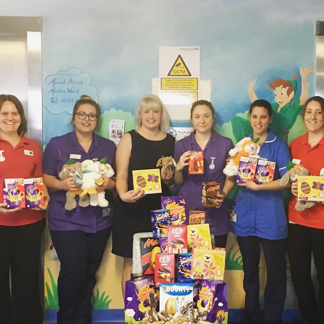 What a lovely morning spent, delivering to <a href="/HHFTnhs/">Hampshire Hospitals</a> Children’s Unit! We dropped off chocolate, cuddly toys for children who can’t eat, Bunny rattles for the babies and Easter arts and crafts! 🐰🐣🎨🍫 #supportlocal