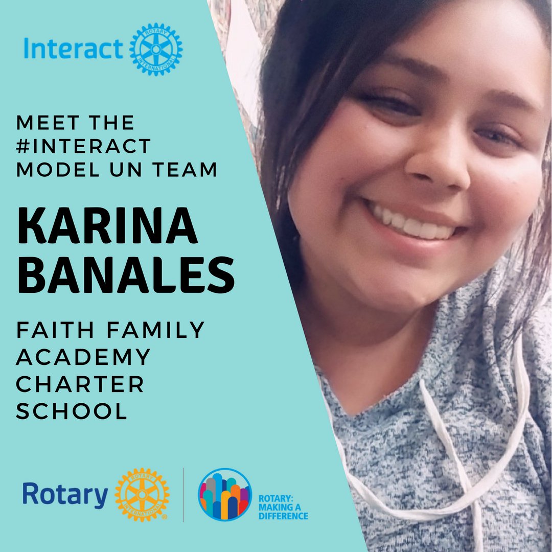 D5810Interact's tweet photo. Meet #ModelUN2018 delegate Karina Banales, a @FaithFamilyAcad freshman who participates in Interact Club and Varsity Choir. Karina looks forward to discussing world issues and meeting ambitious students like her at #InteractUN5810! #InteractMUN #ItsBetterWhenUNteract #iamModelUN https://t.co/LefzyEDkx8