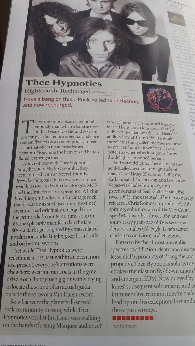 <a href="/ClassicRockMag/">Classic Rock Magazine</a> new issue gives a great review and article of <a href="/theehypnotics/">Thee Hypnotics</a> . Catch them <a href="/LePublicSpace/">Le Public Space</a> Newport Wales on April 4th with <a href="/hfsofficial/">Henry's Funeral Shoe</a> supporting...it's gonna be a scuzzy bluesy night to remember! pitymybrain.bigcartel.com