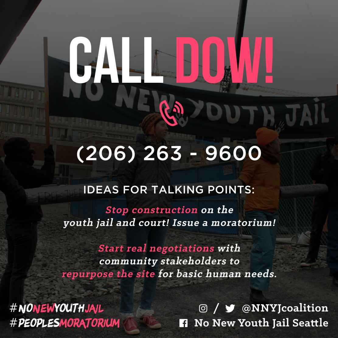 nnyjcoalition's tweet photo. #WheresDow? @kcexec Show up for youth and shut down the jail construction! #PeoplesMoratorium #NoNewYouthJail https://t.co/iBXSc66pIC
