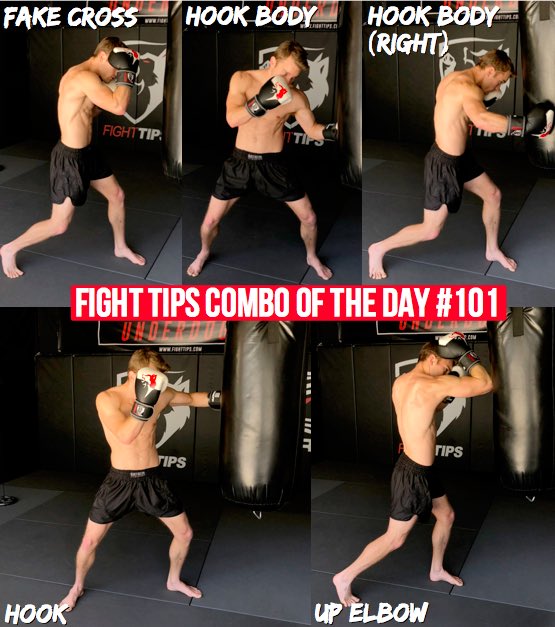 Shane Fazen on X: 🥋🥊#fightTIPSCombo 101: We start off with a fake cross,  so we can close off the distance and land two hard hooks to the body. Then  we bring it