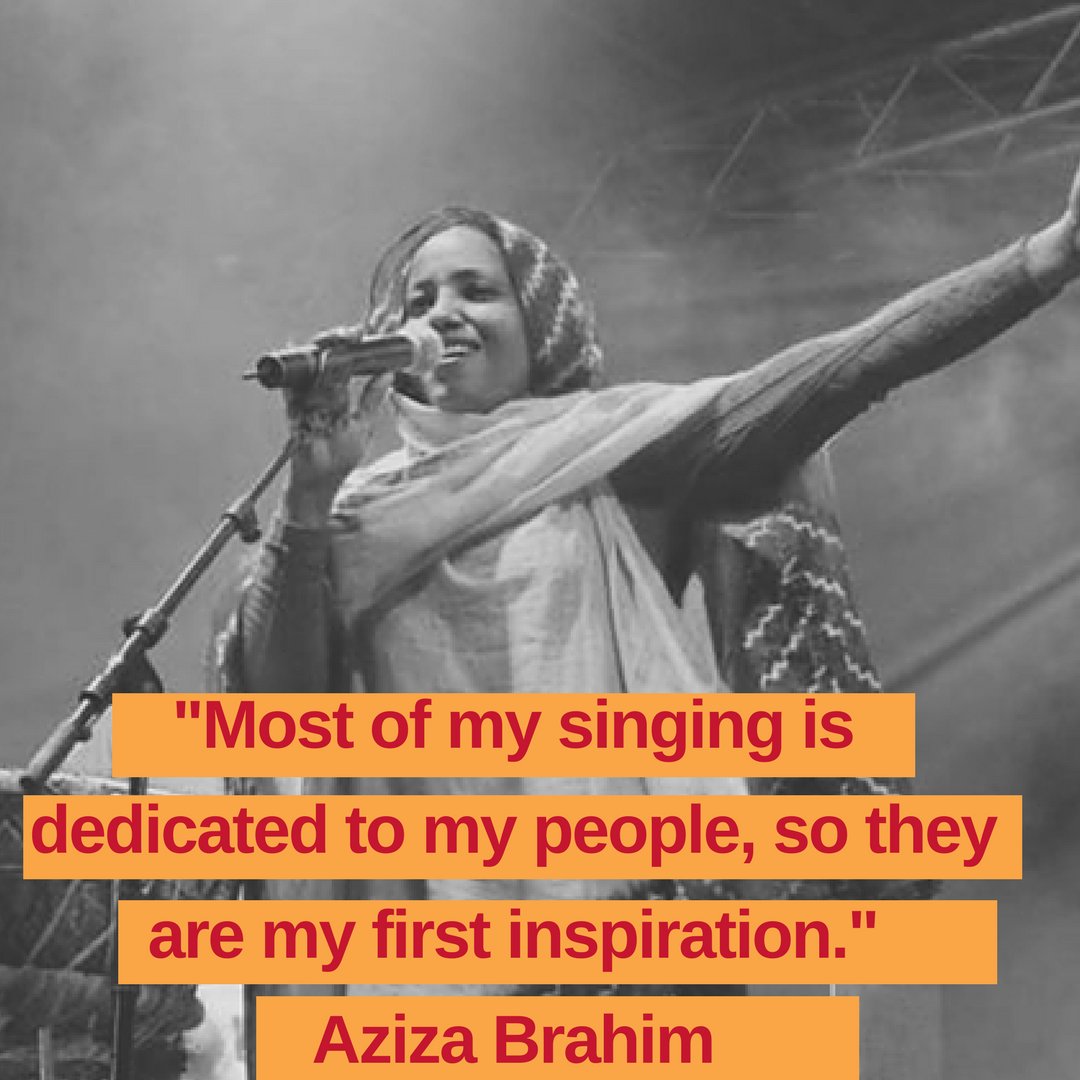 Introducing: @AzizaBrahim1 ! Actress, poet, activist and singer #AzizaBrahim grew up in a Saharawi refugee camp that lies between Algeria and Western Sahara. She is a spokesperson for the Saharawi people and her instrument is her voice and percussions.