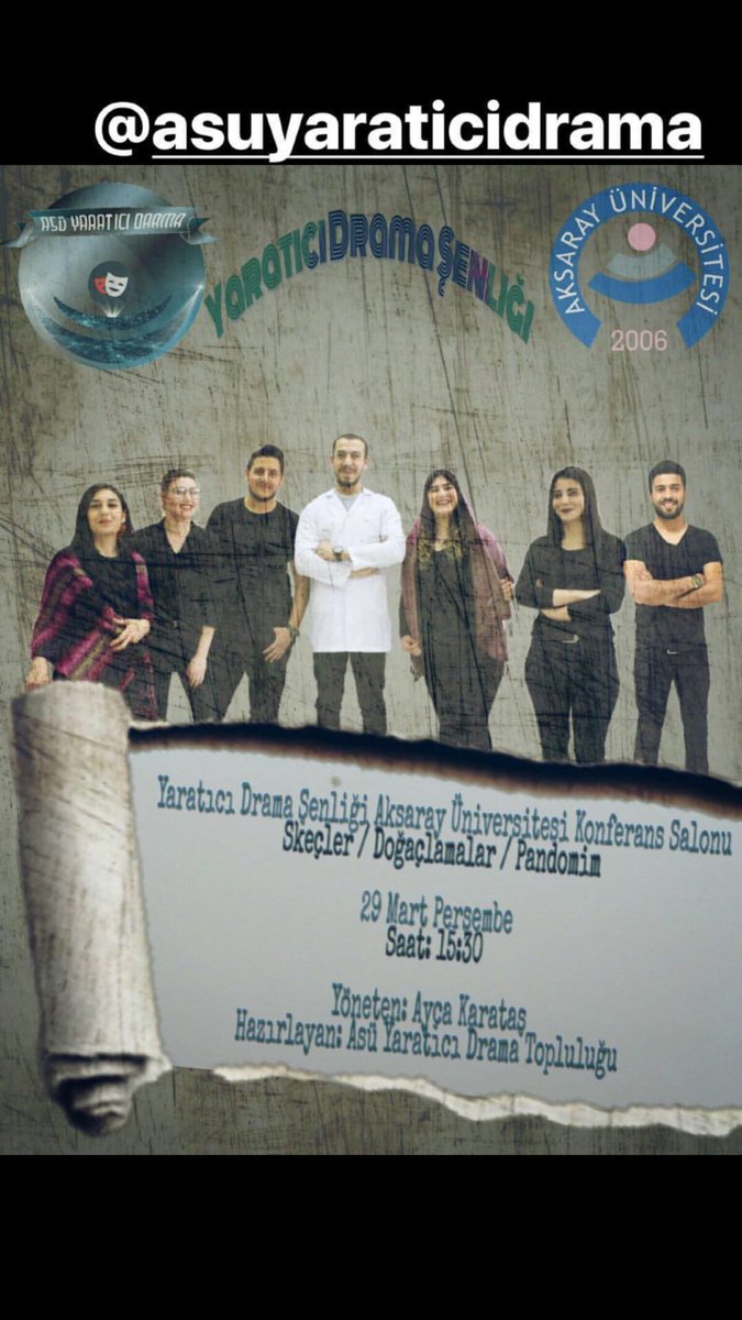Yarın saat 15.30da hepinizi bekliyoruz. #tiyatro #asü #komedi #skeç #yaratıcıdrama #Aksarayüniversitesi