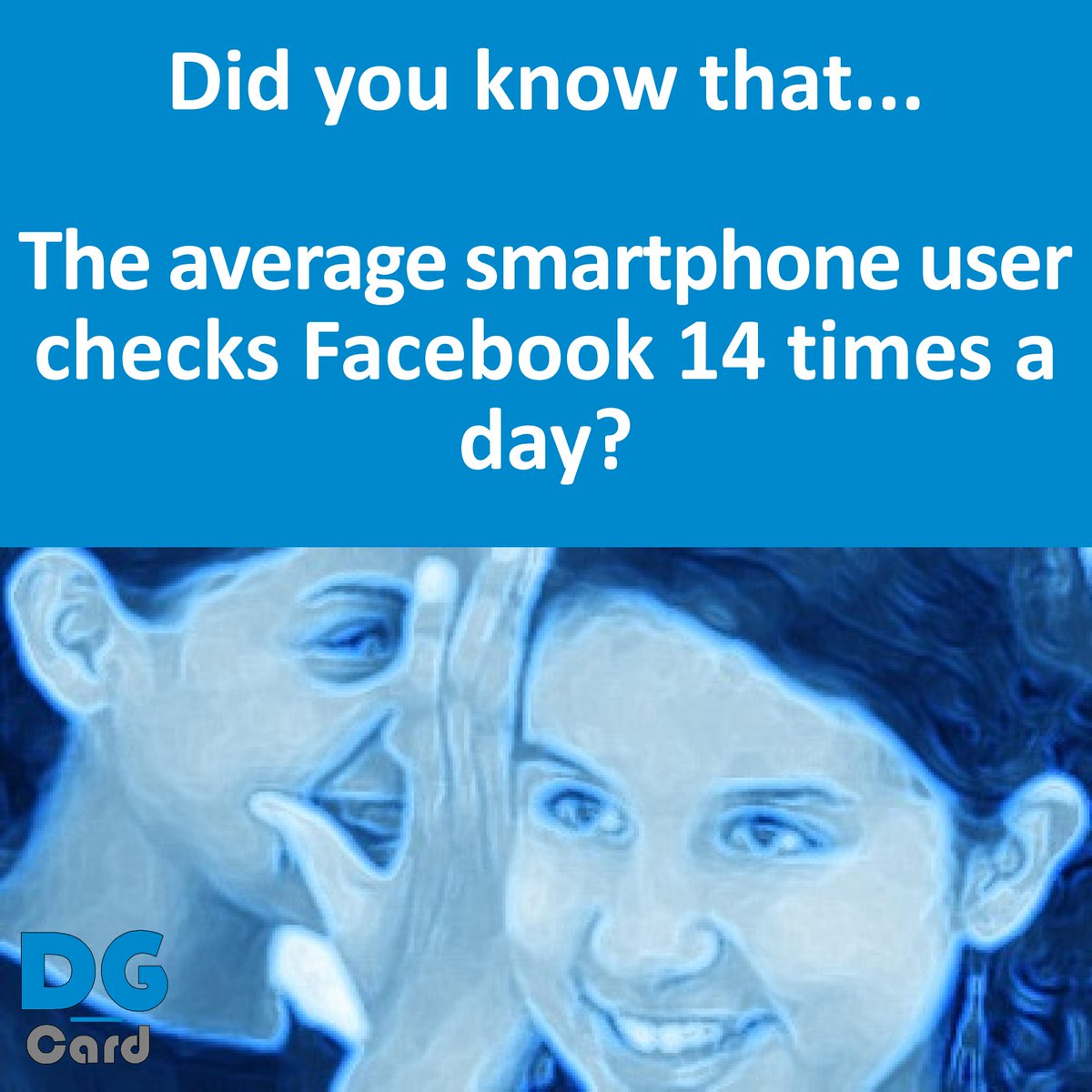 DG_Card's tweet image. @DG_Card Did you know that the average smartphone user checks Facebook 14 times a day? #Smartphone #Mobile #Facebook Source: dailymail.co.uk/sciencetech/ar…