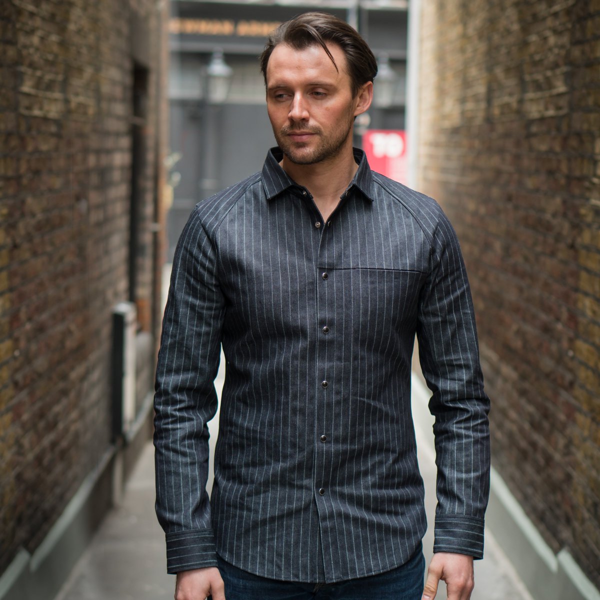 jacquard denim shirt