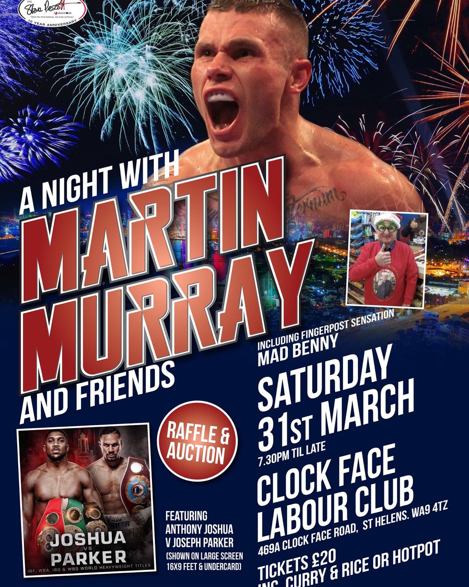 Cant wait for this on Saturday. Me &amp; <a href="/MartinMurrayBox/">Martin Murray</a> will be covering the #JoshuaVsParker fight at #clockfacelabourclub in a night thats guaranteed to be #ComedyGold.  Get your tickets on the door on the night or from <a href="/fitfood_2017/">FitFood</a> . It will be the best £20 you ever spend 👌🏼