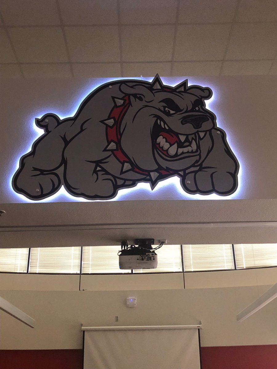 TrelaWeesner's tweet photo. WOW!! Love my new neon bulldog. Thx @cogbill1. @BMSBulldogs #BeyondBMS https://t.co/eR7o89vGXB