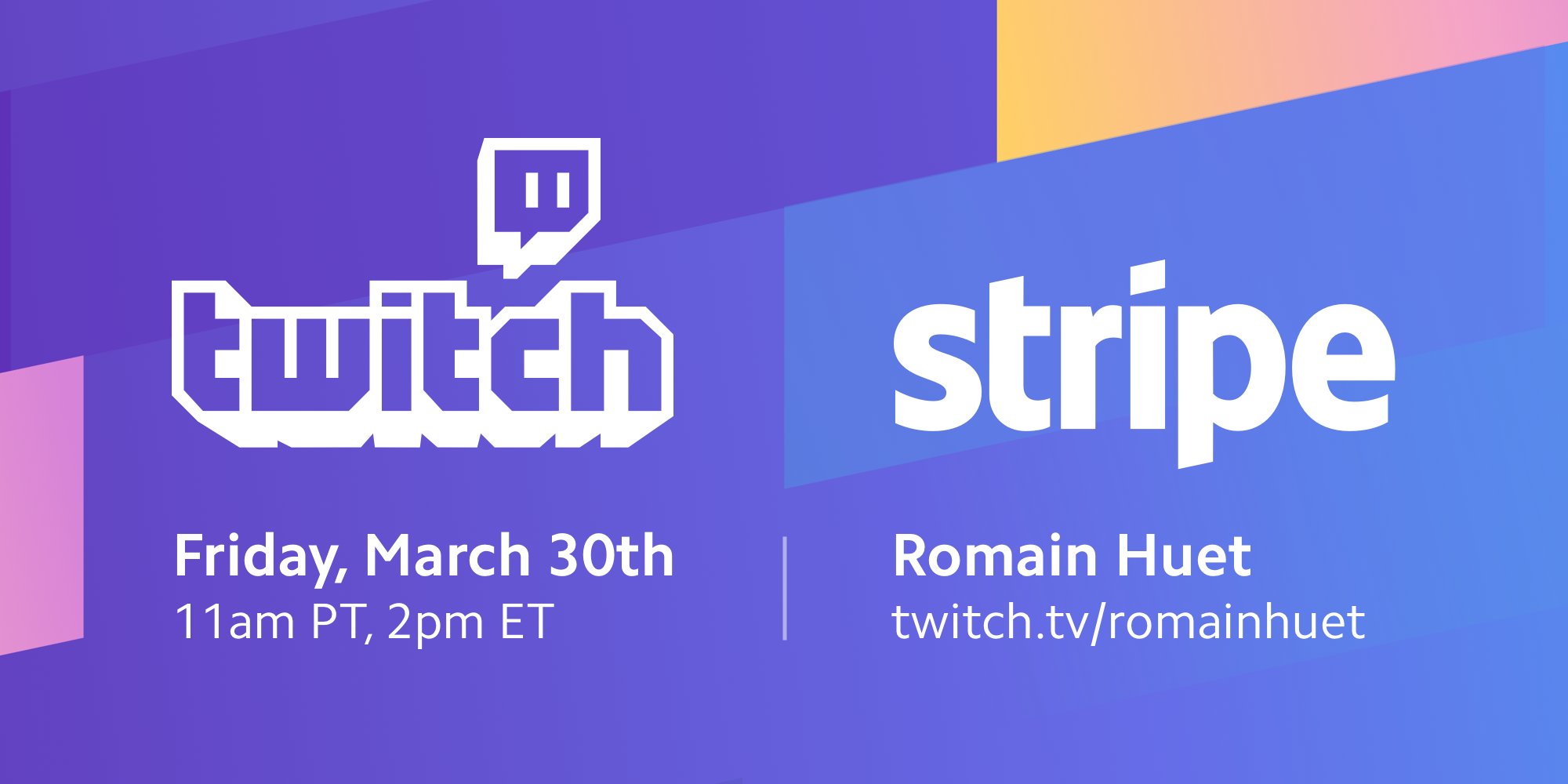 Romain Huet I Ll Be Live Coding On Twitch On Friday Tune In To Learn How To Build Great Payment Experiences On The Web With Stripe Elements Apple Pay Google Pay