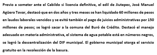 GuillermoCinta's tweet photo. Jiutepec ya no está en el Buró de Crédito. Además, se han pagado 60 mdp de laudos ejecutoriados, informó @ManoloAguero_ @Jiutepec_ @MorelosHabla #Morelos #Cuernavaca https://t.co/2WVsfi35IP