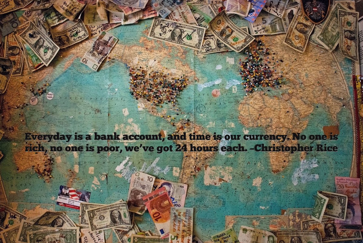 WHInspirational's tweet photo. Everyday is a bank account, and time is our currency. No one is rich, no one is poor, we’ve got 24 hours each. –Christopher Rice https://t.co/PmnyfUAjFY