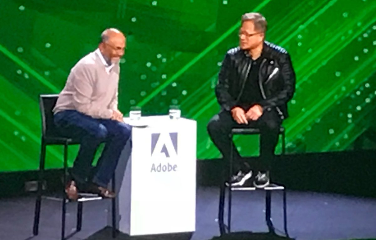 VCory's tweet photo. @NVIDIA CEO Jensen Huang knew that one day we would all be gamers. Now he thinks one day we will all be creators. “Our industry (technology) changes so incredibly fast. You have to reinvent yourself just to stay alive.” #AdobeSummit #MoreIntouch
@Intouchsol https://t.co/8iw4lyPTzT