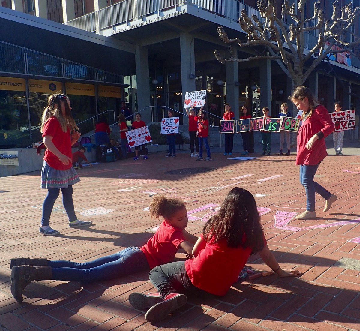 berkboy's tweet photo. #JewishCommunityCenter (EastBay) leadership class #“All-You-Need-Is-Love-“demo, Tuesday afternoon at Cal. https://t.co/0SVaujHCih