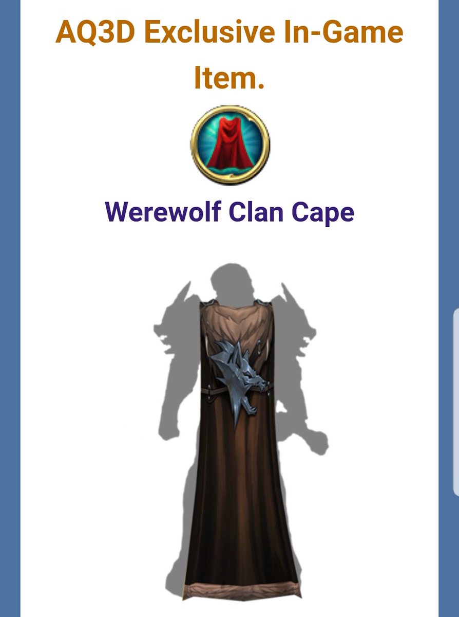 PSN_FUROND's tweet photo. Aq3d werewolf clan Cape Giveaway.
Also comes with a title "Leader of the packs"
Rt to enter and tell me about yourself it can he short ends this Friday. https://t.co/o0YvLq44KB