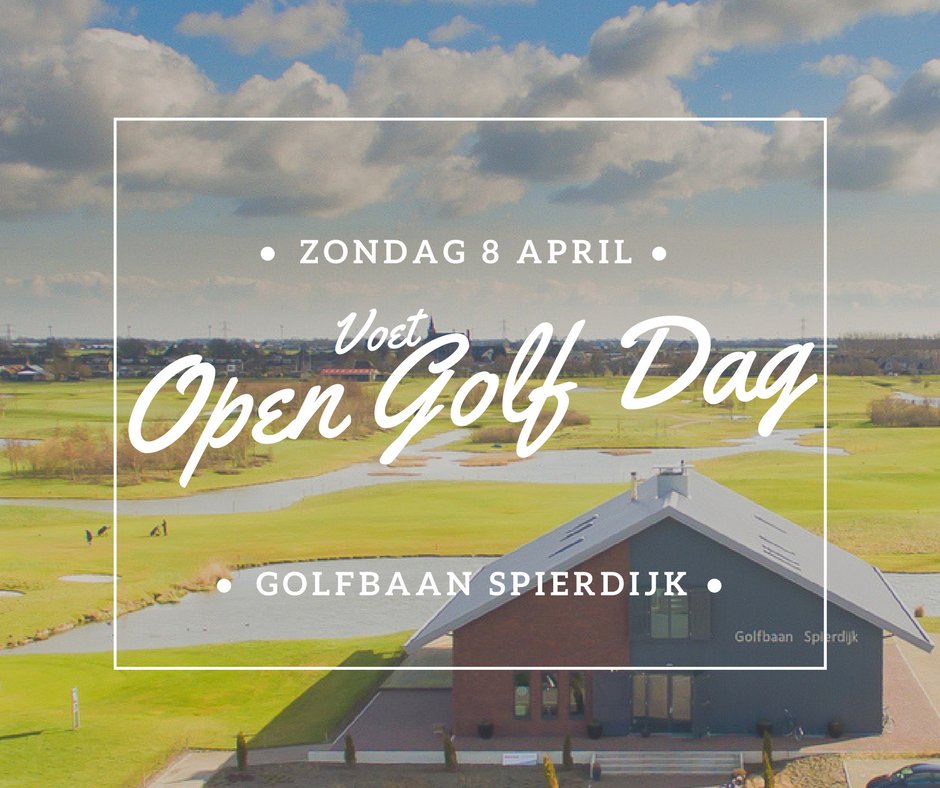 Op zondag 8 april organiseert Golfbaan Spierdijk de Open Golf Dag, met o.a. gratis wandelingen over de baan, gratis clinics met onze pro, gratis deelname aan puttwedstrijd, 9 holes golf incl lunch/diner voor € 29,95 en de hele dag gratis voetgolf! Check golfbaanspierdijk.nl/opengolfdag/