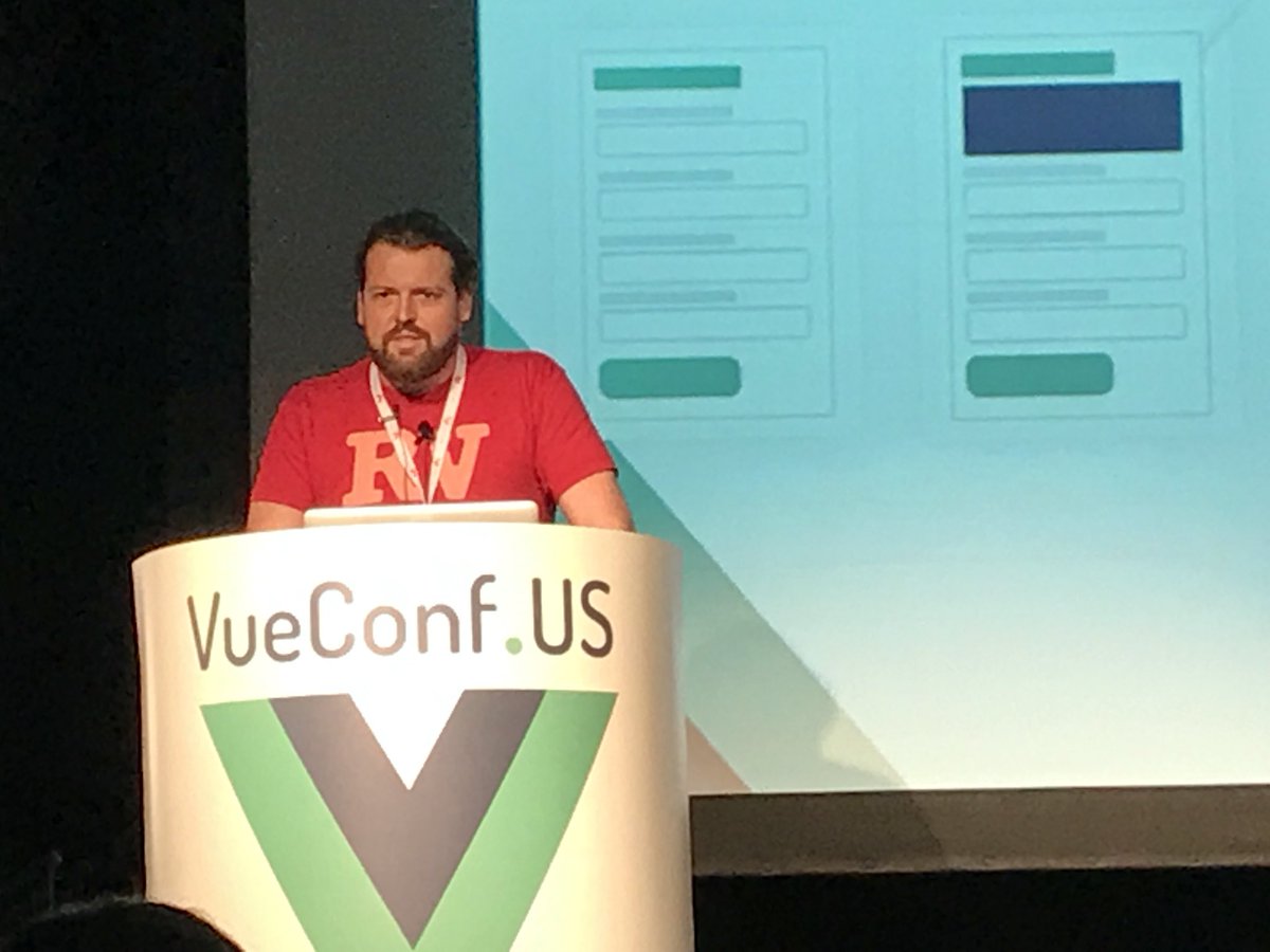 codeoutside's tweet image. When is reusability worth it? @SheltonClinard shared the @RedVentures take. What do you think #vueconfus? Come by the booth to share your perspective!