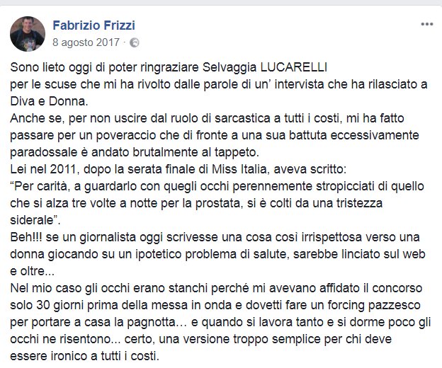 Iosonolagomma's tweet photo. Strano che la Lucarelli non abbia ricordato chi era Frizzi.
Lui però, prima di andarsene, ci ha ricordato chi è lei.
Desolante. https://t.co/NEGCg7Z4Tv