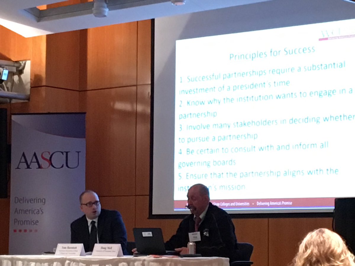 JohnK1010's tweet image. Considering the value of partnerships wraps up the @AASCU communications conference for 2018. “Does the partnership align with the institution’s mission?” #aascucomm