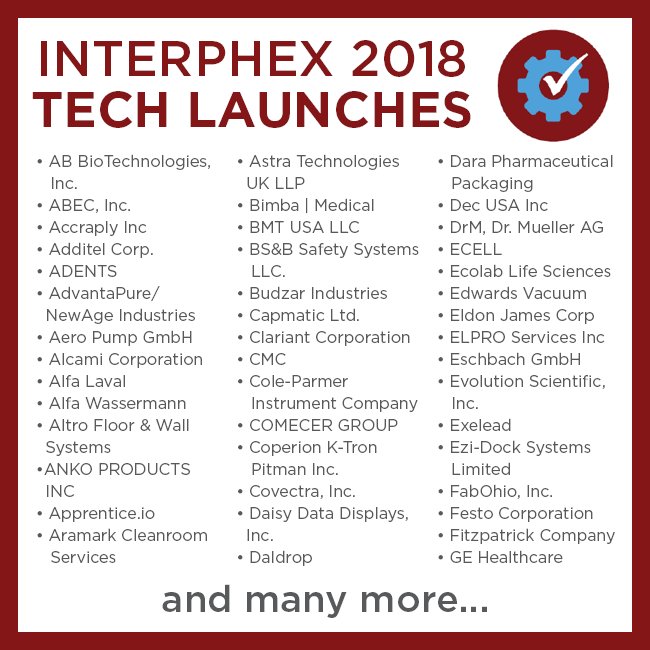 INTERPHEX's tweet photo. 150+ Companies are launching NEW technology at #INTERPHEX 2018. INTERPHEX is the place to Experience Innovation. Don’t miss out – see who’s coming &amp; join us today! https://t.co/X3GIqUnSgz https://t.co/0WyPSW4wuZ