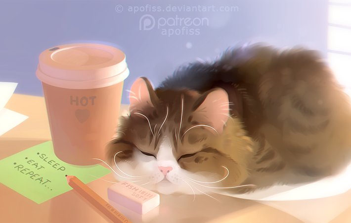 apofiss on Twitter: "new work! more of daily-sleepy-life theme c: wallpaper  version is on my Patreon - https://t.co/sfhhAtigsL… "