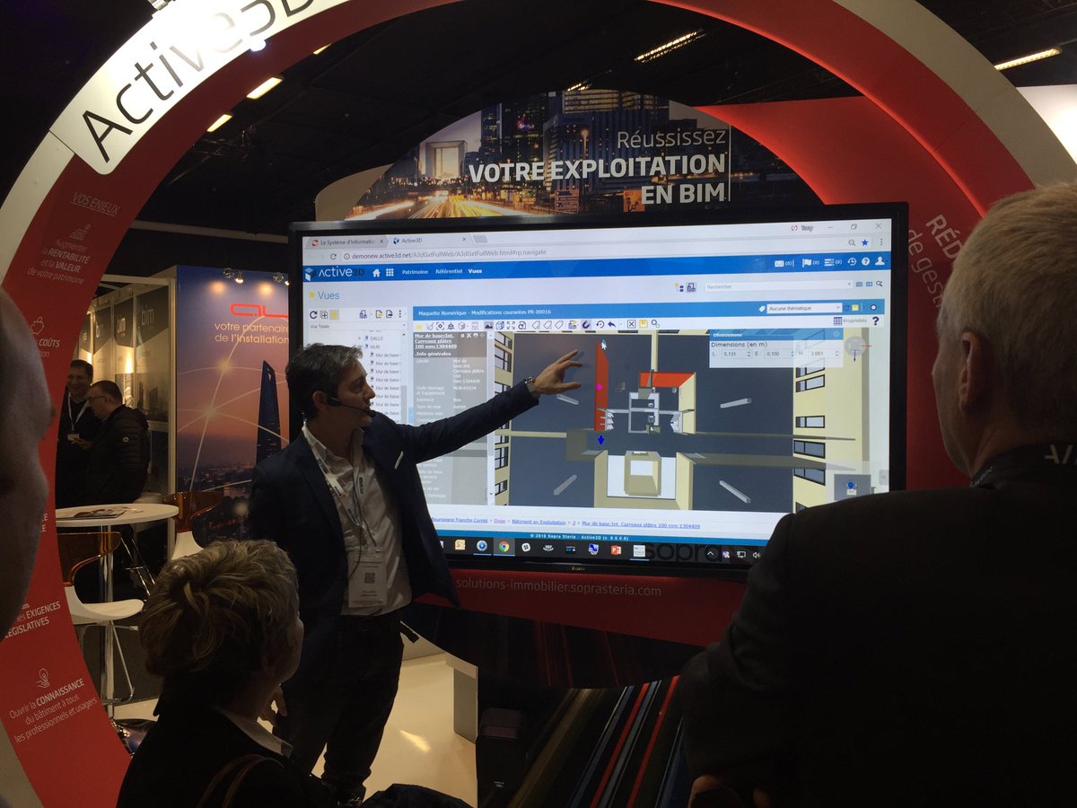 richet_karine's tweet photo. Le salon Bim World a accueilli tous les acteurs de la construction, de la promotion immobilière et de l'aménagement urbain. @TonyGomesA3D de Sopra Steria nous a fait une remarquable démonstration des avantages du Bim Building Information Modeling. #MBADMB https://t.co/1O4qyPrYPs