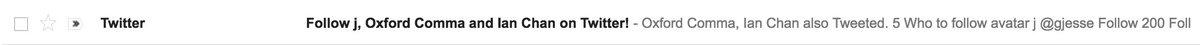 _juggernot's tweet photo. @octdev Twitter recommended I follow you. I find it funny that they don't use the Oxford Comma in the email subject. https://t.co/wr9GTlM8tM