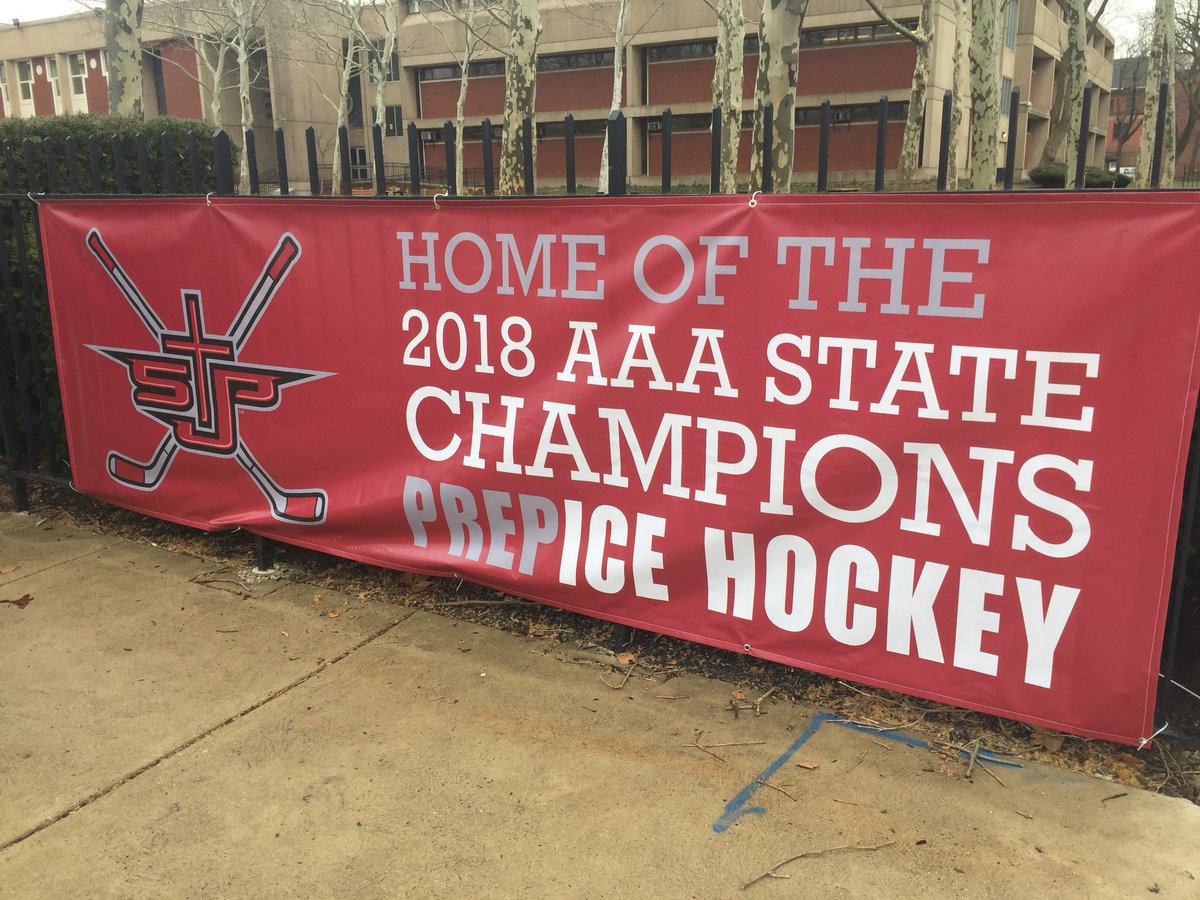 On the day before break, we’ve hung the 2018 <a href="/SJPrepHockey/">SJ Prep Ice Hockey</a> State Championship banner on 18th Street.