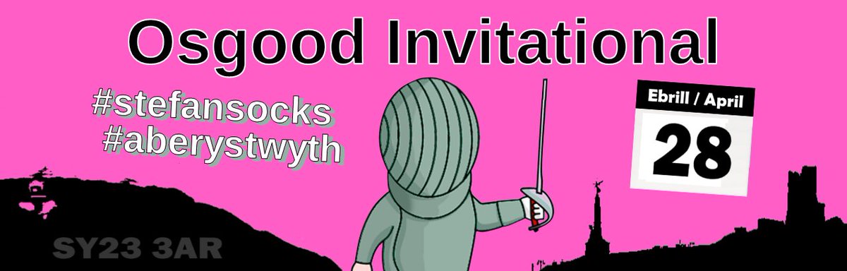Welsh_Fencing's tweet photo. #Cystadleuaeth #Cleddyfa

Sabr Osgood Invitational

Dydd Sadwrn, 28ain o Ebrill 2018

Yn Ganolfan Chwaraeon @Prifysgol_Aber

https://t.co/qLG0YJtIEV (Rhaid i chi greu cyfrif gwestai i weld yr opsiynau talu, gall Myfyrwyr Aberystwyth ddefnyddio eu cyfrif Prifysgol) #yagym https://t.co/3TNw8v6XW3