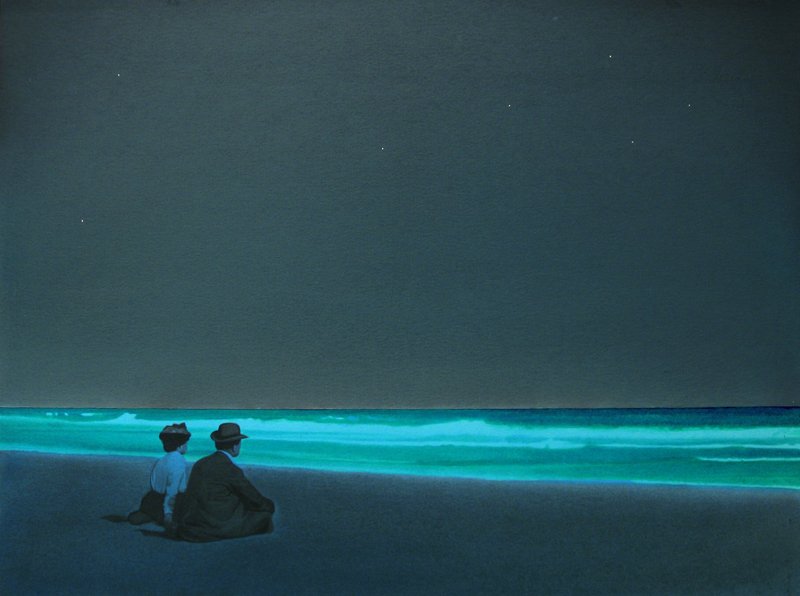NounAlmalik's tweet image. &quot;How wonderful it is, to be silent with someone.&quot;
                                                ~Kurt Tucholsky (1890-1935)
🎨:
Devin Wayne Leonardi (1981-2014) Illinois, USA
                   &quot;Two Friends on the Shore of Long Island&quot;, 2009
                    Acrylic on Paper