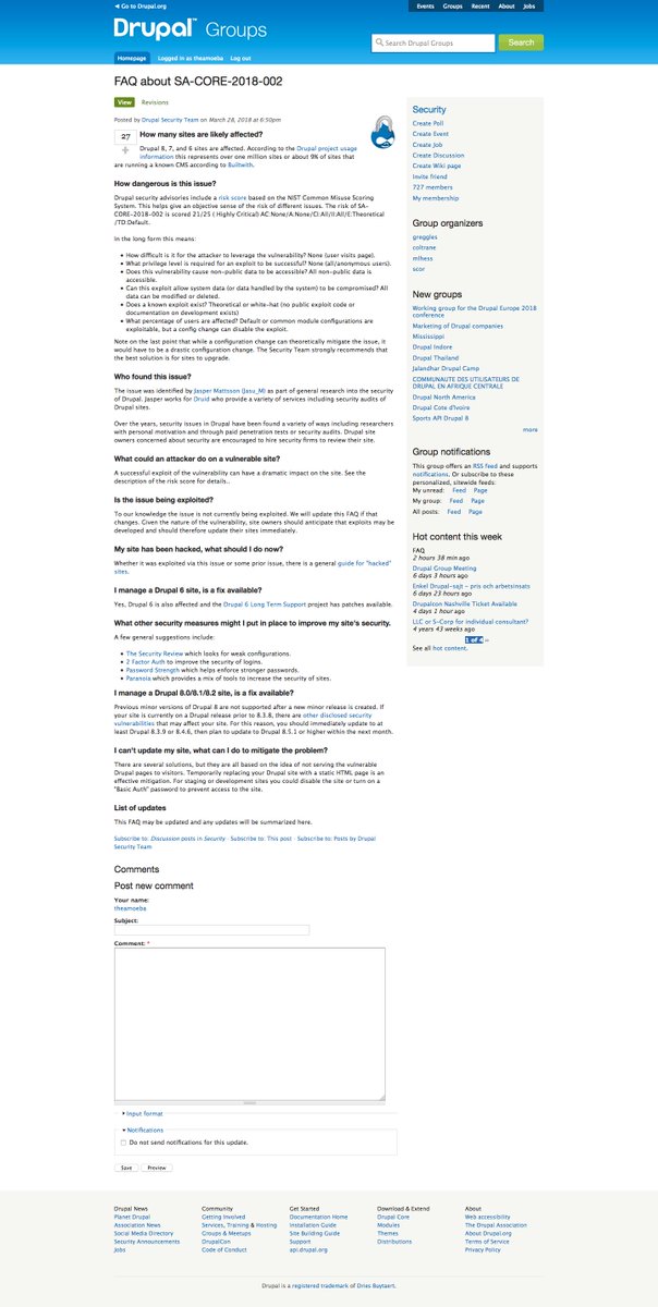 jonathanw's tweet image. #drupal #drupalsecurity