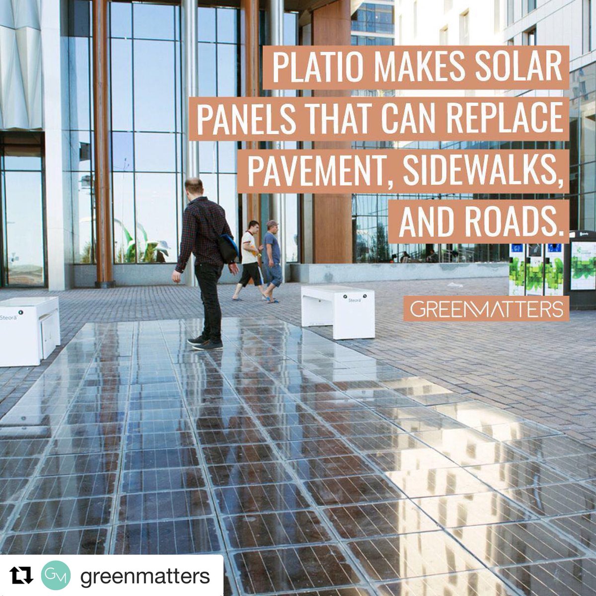 plugin_solar's tweet image. Repost from @GreenMatters. Platio Solar Panels are made with recycled plastics and can generate power for nearby EV charging stations as well as buildings.

#learngreen #livegreen #cleanenergy #cleanpower #humanpower #science #invention #solar #solarpower #greenmatters