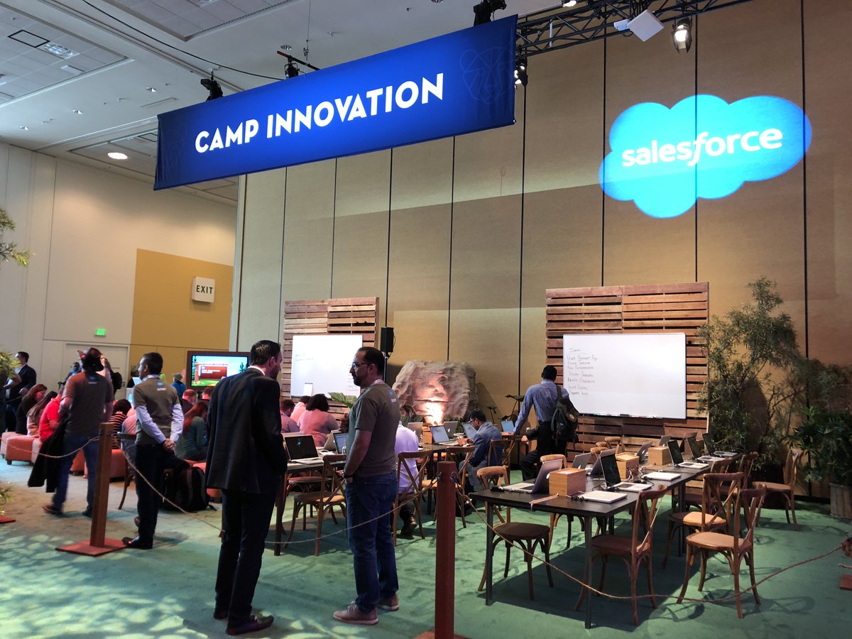 SalesforceDevs's tweet photo. Join us at Camp Innovation on a fun journey to dream up, build &amp; share your very own Lightning component or app built on the Salesforce Platform. Sessions every hour. Participants get a t-shirt while supplies last! #appdrop #TDX18 https://t.co/Q4BclGoLVe