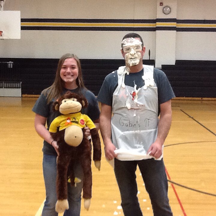 math8LC's tweet photo. Students raised money for #Gabesfightclub @science7LC was the lucky winner! SC President Jenna had the honor of throwing the pie. #cancernomore #lcmspride https://t.co/xu3ZiJNlXE