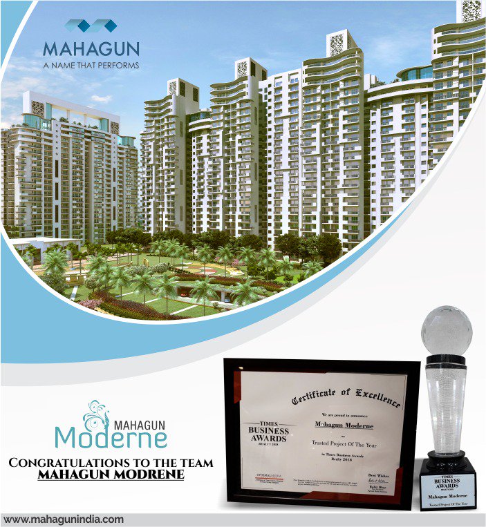mahagungroup's tweet photo. #MahagunModerne, a project by @mahagungroup located in Sector 78, Noida got certified by Times Business Awards as 'The Trusted Project Of The Year '. #Congratulations to the entire team of Mahagun Moderne.

#TrustedProject #ExcellencyAward #MahagunIndia #ANameThatPerforms https://t.co/SfclNdiDwA