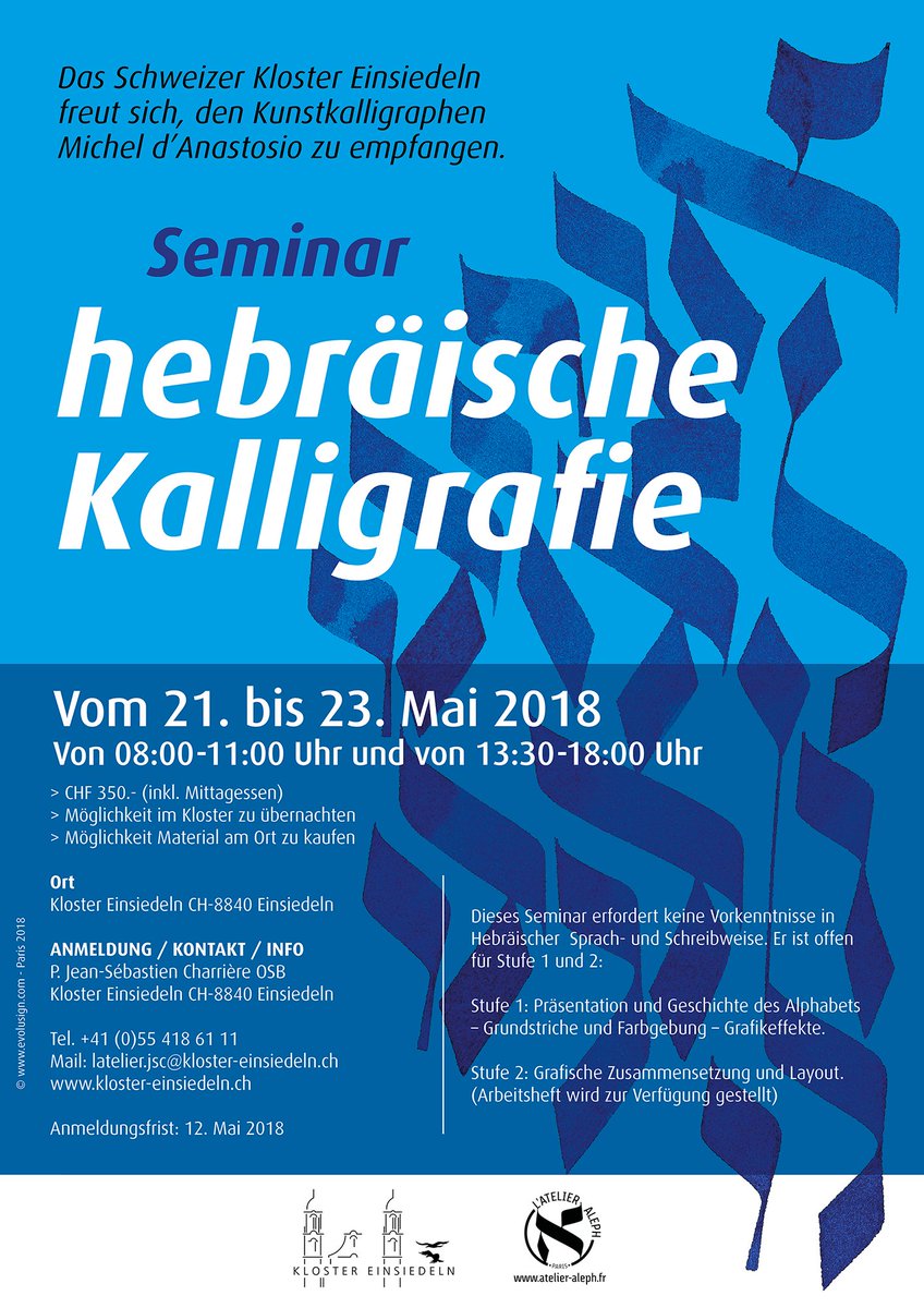 Kloster Einsiedeln On Twitter Unser Kunstler Pater Jean Sebastien Organisiert Vom 21 Bis 23 Mai 2018 Einen Kurs Fur Hebraische Kalligrafie Mit Michel D Anastosio Herzliche Einladung Https T Co 29ajfoa5f5