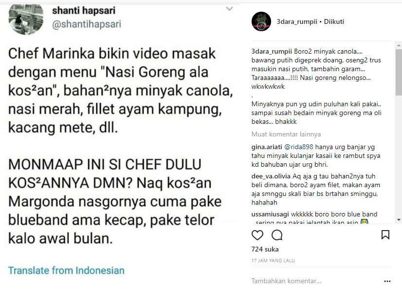 Nasi Goreng Kos Ala Chef Marinka Jadi Viral Netter Beri Nasi Goreng Kos Ala Chef Marinka Jadi Viral Netter Beri