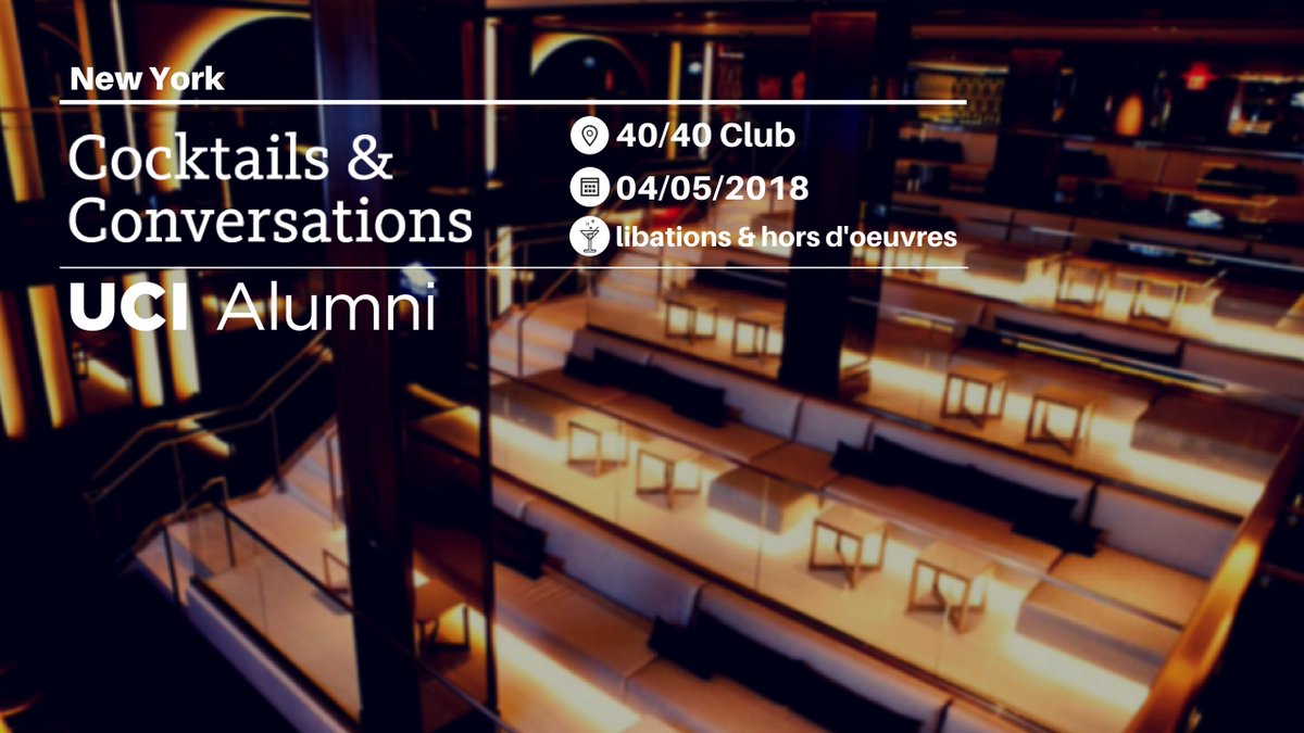 Join us for Cocktails &amp; Conversations at The 40/40 Club on 4/5 at 6:30pm.  Featuring guest speaker, Frank M. Laferla, Ph.D., dean of the UCI Francisco J. Ayala School of Biological Sciences. Spots are limited so register today! ONE DAY LEFT! #UCIAlumni bit.ly/2Grrh8r